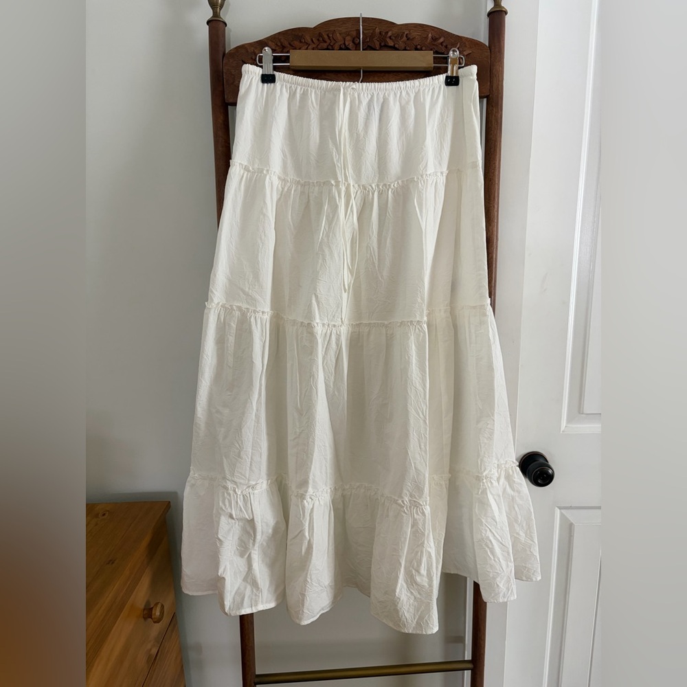Wild Fable White Tiered Maxi Skirt